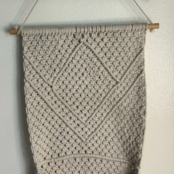 Boho Macrame Wall Hanging Decor Woven Cotton Tapestry Neutral Wall Art Handmade - Picture 3 of 9